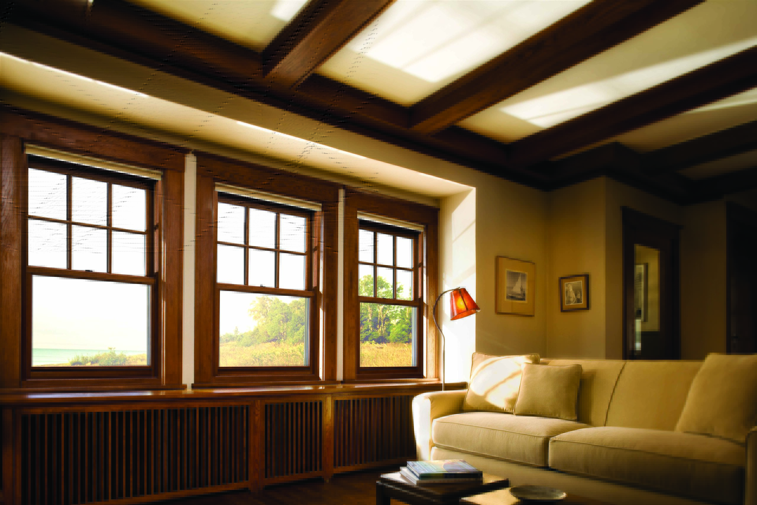 double hung windows looking out to the ocean